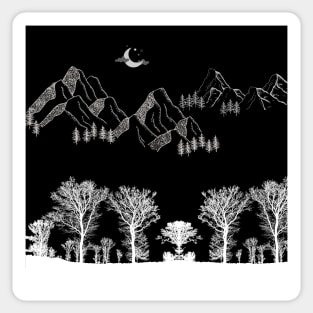 Black and White Landscape Background Sticker